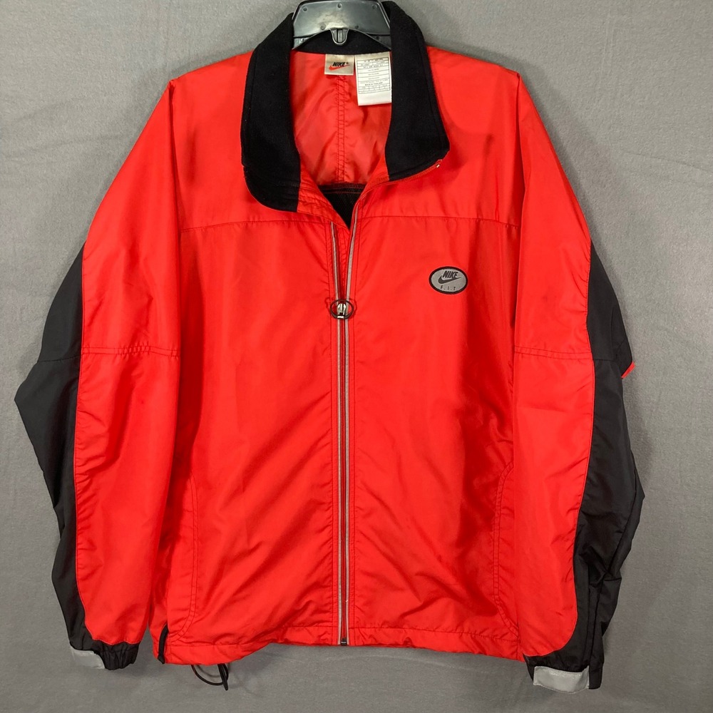 Nike Windbreaker Jacket Mens L Red Black Full Zip Lightweight‎